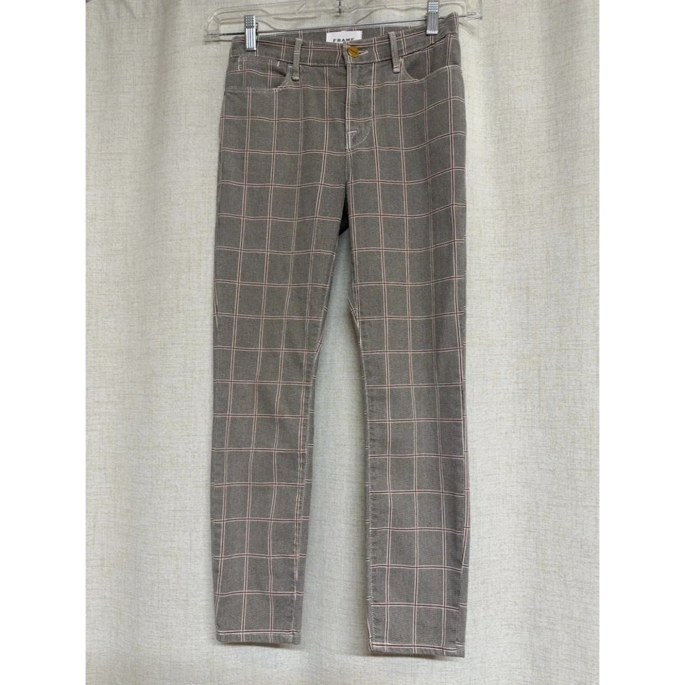 FRAME Sz 25 Le High Skinny Ankle Gray Plaid Denim Jeans Pants womens $228 - Picture 8 of 11
